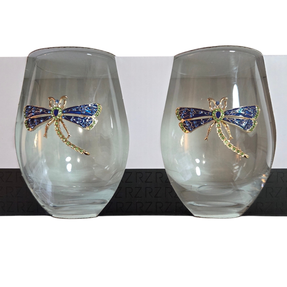 Rachel Zoe Dragonfly Stemless Wine Glasses